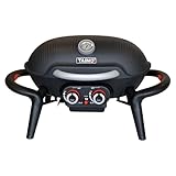 TAINO KENAI Gasgrill Camping - Kompakter Tischgrill Gas mit Integriertem Thermometer - Elegantes Design Tragbarer Gasgrill Perfekter Balkongrill Schwarz