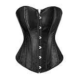 SZIVYSHI Damen Korsett Vollbrust Corsage Top Gothic Vintage Korsage Bustier Frauen Corset, Schwarz, L