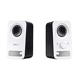 Logitech Z150 PC-Lautsprecher, Stereo Sound, 2 Lautsprecher, 6 Watt Spitzenleistung, 3,5 mm Eingang, Regler am rechten Lautsprecher, Kopfhörerbuchse, EU Stecker, PC/TV/Handy/Tablet - Weiß