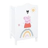 roba Puppenkleiderschrank Peppa Pig - Schrank zum Verstauen von Puppenkleidung & Zubehör - Puppenmöbel aus weiß lackiertem Holz - Motiv der Zeichentrick Serie…