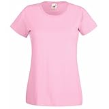 Fruit of the Loom Damen T-Shirt Slim Fit Kurzarm Rosa XL Baumwolle 46