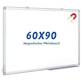 Maxtek Magnetisches Whiteboard 90 x 60cm, Magnettafel Pinnwand Magnetisch mit Aluminiumrahmen, Beschreibbares und Löschbares Magnettafeln, Einfach zu Montieren