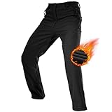 FREE SOLDIER Herren Winter wasserdichte Skihose Jagd Outdoor Hose Winddichte Thermohose Winterhose Softshellhose zum Klettern und Wandern(Schwarz,52 Lang)