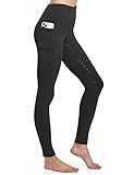 FitsT4 Sports Damen Winterreitleggings Silikon Vollbesatzreithose mit Fleecefutter mit Handytasche und Gürtelschlaufen,Schwarz,M