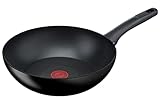 Tefal Hard Titanium On Wokpfanne Induktion 28 cm, Antihaftversiegelung, Thermo-Signal bei idealer Brattemperatur, für alle Herdarten geeignet, Aluminium, schwarz, G28819