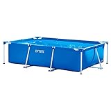 ECD Germany Aufstellpool 260x160x65 cm, 2.282 Liter, Blau, rechteckig, Schwimmbecken Kinderpool Familienpool Gartenpool, Kleiner Metallrahmen, Piscina zerlegbar, Rectangular Frame Pool Schwimmbad