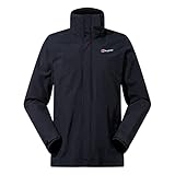 Berghaus Herren Hillmaster Interactive Jacke, Atmungsaktiver, Strapazierfähiger Mantel Übergangsjacke Hardshell Gore-Tex Wasserdichte, Schwarz, M EU