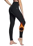 BALEAF Damen Winter-Reithose Fleece-Reithose Vollbesatz Reithose Reißverschluss-Taschen Leggings Schwarz L