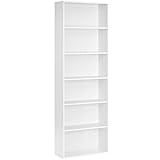 VASAGLE Bücherregal, mit 6 Ebenen, Standregal, Aufbewahrungsregal, für Wohnzimmer, Büro, Schlafzimmer, Arbeitszimmer, skandinavischer Stil, skandinavischer Stil, 24 x 60 x 178,5 cm, weiß LBC169T14