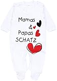 TupTam Unisex Baby Strampler Set Spruch Mamas & Papas Schatz, Farbe: Weiß - Mamas Papas Schatz, Größe: 56