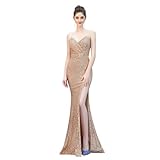 YKSEND Abendkleid Elegant Damen Cocktailkleide Ladies Evening Dress Langer Rock mit Hosenträgern und Fischschwanz Geeignet für Party-Toast-Auftritte,E,M