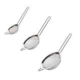 AURSTORE BASA Feinmaschsieb-Set aus Edelstahl, 6,9 cm, 8,2 cm, 9,8 cm,perfekt zum Sieben, Sieben, Abtropfen und Spülen von Gemüse, Pasta und Tee