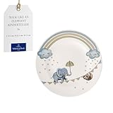 Villeroy & Boch – Boho Kids Walk like an elephant Kinderteller Blau, Spülmaschinenfest, Mikrowellensicher, Speiseteller, Kinder Teller, Keramik, Tiermotiv Elefant und Faultier, Premium Porzellan