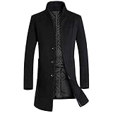 BUZHIDAO Herren Klassischer Wollmantel Mantel Warm Kurzmantel Trenchcoat Schlank Lange Wintermantel Windbreaker Jacken Knielang