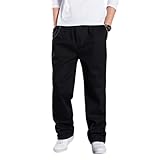 Cargohose für Herren, Sweatpants im Militär-Stil, solide Baumwolle, A828 Schwarz, 5XL