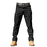 2024 Herren-Cargohose für kaltes Wetter, einfarbig, Outdoor-Stretch-Overall mit großen Taschen, lockere weiche Hose, regendicht, Trainingshose, Sickies, Arbeitshose, Schwarz , S