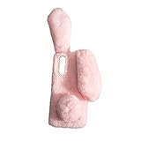 DOITOOL Telefonschutz Mädchenhafte Handyhülle Pelz Handyhülle warme Telefonhülle Schutz der telefonabdeckung kaninchenohren Rabbit Ears dekorative Handyhülle Plüsch-Telefonabdeckung Rosa