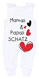 TupTam Unisex Baby Strampler mit Spruch I love Mum and Dad, Farbe: Weiß - Mamas Papas Schatz, Größe: 56