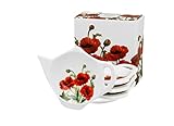 DUO FLORAL 4er-Set Teebeutelhalter CLASSIC POPPIES New Bone China Porzellan