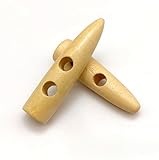 MajorCrafts® 10 Stück 50 mm hellbraune 2 Löcher Hornform große Holzknöpfe Nähen Knebelknöpfe Handwerk Verzierungen