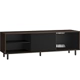 VASAGLE Superschnelle werkzeuglose Montage, TV-Schrank für Fernseher bis zu 60 Zoll, Fernsehtisch Wohnzimmer, Riffelglas, 140 x 39 x 45 cm, Toolless-Technologie, aschbraun-tintenschwarz LTV466K02