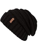 FURTALK Gestrickte Winter Slouchy Beanie Mütze Oversized Unisex Crochet Cable Ski Cap Baggy Slouch Hüte für Frauen Männer, Schwarz, Einheitsgröße