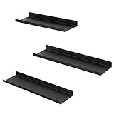 SONGMICS Wandregale aus Metall, 3er Set, Schweberegale, Industrie-Design, Wandboards, für Dekos, für Schlafzimmer, Küche, Badezimmer, Wohnzimmer, unterschiedliche Layouts, schwarz LFS12BK