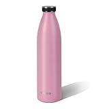 wenco Trinkflasche Edelstahl 1l / 1000ml isoliert und auslaufsicher für kalte und heiße Getränke auch als Thermoskanne verwendbar BPA frei – Flamingo Pink