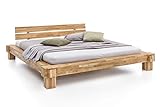 WOODLIVE DESIGN BY NATURE Massivholz-Bett Kavas aus Wildeiche, Balkenbett, massives Holzbett als Doppel- und Komfortbett verwendbar (140 x 200 cm)