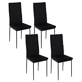 WOLTU Esszimmerstühle 4er Set, Samt Stühle Küchenstühle bequem, Essstühle mit hoher Rückenlehne Metallbeinen, Schminkstuhl Polsterstuhl, für Esszimmer Küche Wohnzimmer, Schwarz, EZS47sz-4