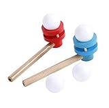 LAARNT 2PCS Klassisches schwimmendes Blasrohrspielspielzeug aus Holz Schwimmendes Blasrohr- und Blasballspielzeug