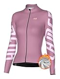 LAMEDA Radtrikot für Damen, langärmelig, atmungsaktiv, mit Taschen, Fahrrad-Shirts für Rennrad, Fleece, Violett, X-Groß