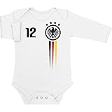 Shirtgeil Langarm Baby Body Fußball EM Deutschland Nationalmannschaft Geschenk Strampler 3-6 Monate Weiß