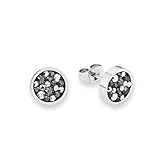 s.Oliver Ohrstecker Edelstahl Damen Ohrschmuck, mit Kristall, 1 cm, Grau, Kommt in Schmuck Geschenk Box, 9239467