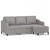 Gecheer 3-Sitzer-Sofa Schlafsessel Bettcouch mit Hocker Relaxsessel Sessel Schlafsofa Sofa Couch Bettcouch Stoffsofa Bettsofa Wohnzimmersofa Loungesofa 198 x 77 x 80 cm (B x T x H) Hellgrau