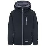 Trespass Unisex Kinder Kian Softshell-Jacke mit angeschnittener Kapuze, Schwarz, 9-10 Jahre