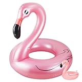 Flamingo Aufblasbar Ninonly Schwimmring Flamingo Erwachsene Groß Ca. 105 cm Flamingo pool für Erwachsene mit Getränkehalter für Erwachsene & Kinder Rosé Gold