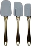 Amazon Basics - Rechteckig Teigschaber, Silikon, 3 teiliges Set, 16.5 cm, Grau