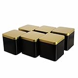 Dosenritter | 6 x edle eckige Teedose/Vorratsdose, Schwarz Gold, aromadicht aus Metall für je 150g Tee | 9 x 9 x 9 cm (H,B,T) | auch ideal als Gewürzdose