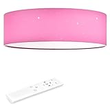 Navaris LED Deckenleuchte 40cm - Dimmbar Farbtemperaturwechsel Fernbedienung - 22W Stoff Pink Sternenhimmel - Wohnzimmer Lampe Schlafzimmer Deckenlampe Kinderzimmer Lampe Decke