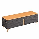 zxhrybh Sitzbank am Fußende des Bettes, Moderne Sitzbank mit Stauraum, Gepolsterte Sitztruhe mit Goldenen Beinen, für Flur Oder Balkon(Orange,23.6in/60cm)