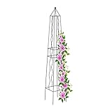 Relaxdays Rankhilfe, eckig, freistehend, Rosen, Tomaten, Wein, Garten, wetterfest, Stahl Rankobelisk, H: 122 cm, schwarz