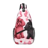 Schultertasche für Damen und Herren, Umhängetasche, Pudel, Hunde, Brusttasche, Wandern, Tagesrucksack, Bauchtasche, Rucksack, Schwarz, Einheitsgröße, Sling-Rucksäcke