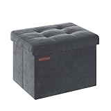 SONGMICS Sitzhocker mit Stauraum, kleine klappbare Sitzbank, 31 x 41 cm Fußbank, Aufbewahrungsbox, bis 130 kg belastbar, für Wohnzimmer Schlafzimmer Schlafsaal, schiefergrau LSF200G01