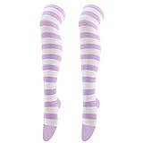 1 Paar weihnachtliche lange Strümpfe für Damen über Kniestrümpfe Weihnachten Cosplay Party Kostüme Socken kniehohe lange gestreifte Strumpfsocken Strümpfe Mit Halterlose Strümpfe Mit Stützfunktion