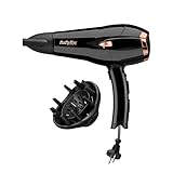 Babyliss Cordkeeper 2000 Haartrockner mit einzigartigem Kabeleinzug, Föhn mit 2000 Watt und Ionen-Technologie mit Anti-Frizz Effekt, Inkl. Düse und Diffusor, schwarz, D373E