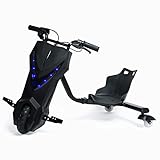 LENJKYYO Drift Roller 360° E-Scooter Drifting Go-Kart Kinder Elektro Scooter Drifter Motor Dreirad Trike 3-Speed Schwarz Trike Klappbare Elektroscooter Drifting 250W