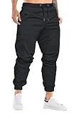 Cindeyar Herren Hosen Slim Fit Casual Jogger Sporthose Freizeithose Cargo Chino Jeans Hose (Schwarz 01,XL)