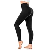 FuelMeFoot Leggings Damen High Waist Blickdicht Leggins mit Bauchkontrolle Slim Fit Angenehm Weiche Elastische Sportleggings.1 Pack-01-Schwarz L/XL