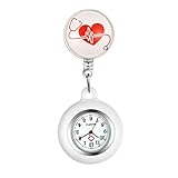 Avaner Krankenschwesteruhr Pflegeruhr Analog Quarzwerk FOB Ansteckuhr mit Pin/Clip Arzt Doktor Medical Taschenuhr aus Silikon